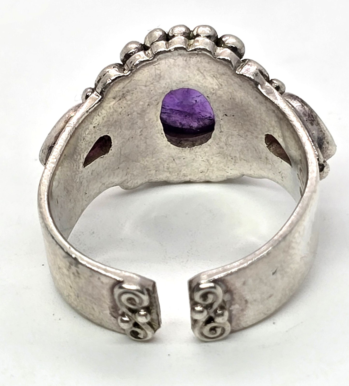 Sajen Garnet Amethyst Balinese large vintage adjustable ring size 8