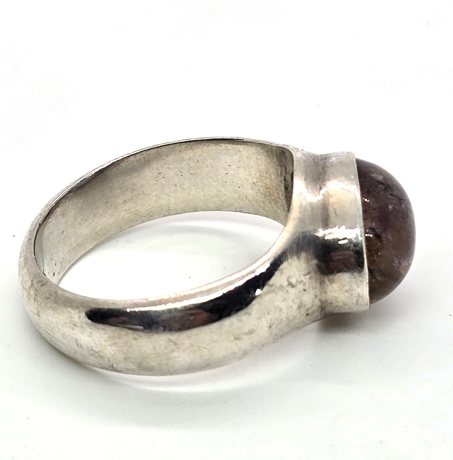 Red Hematite rutilated quartz large sterling silver vintage ring size 10