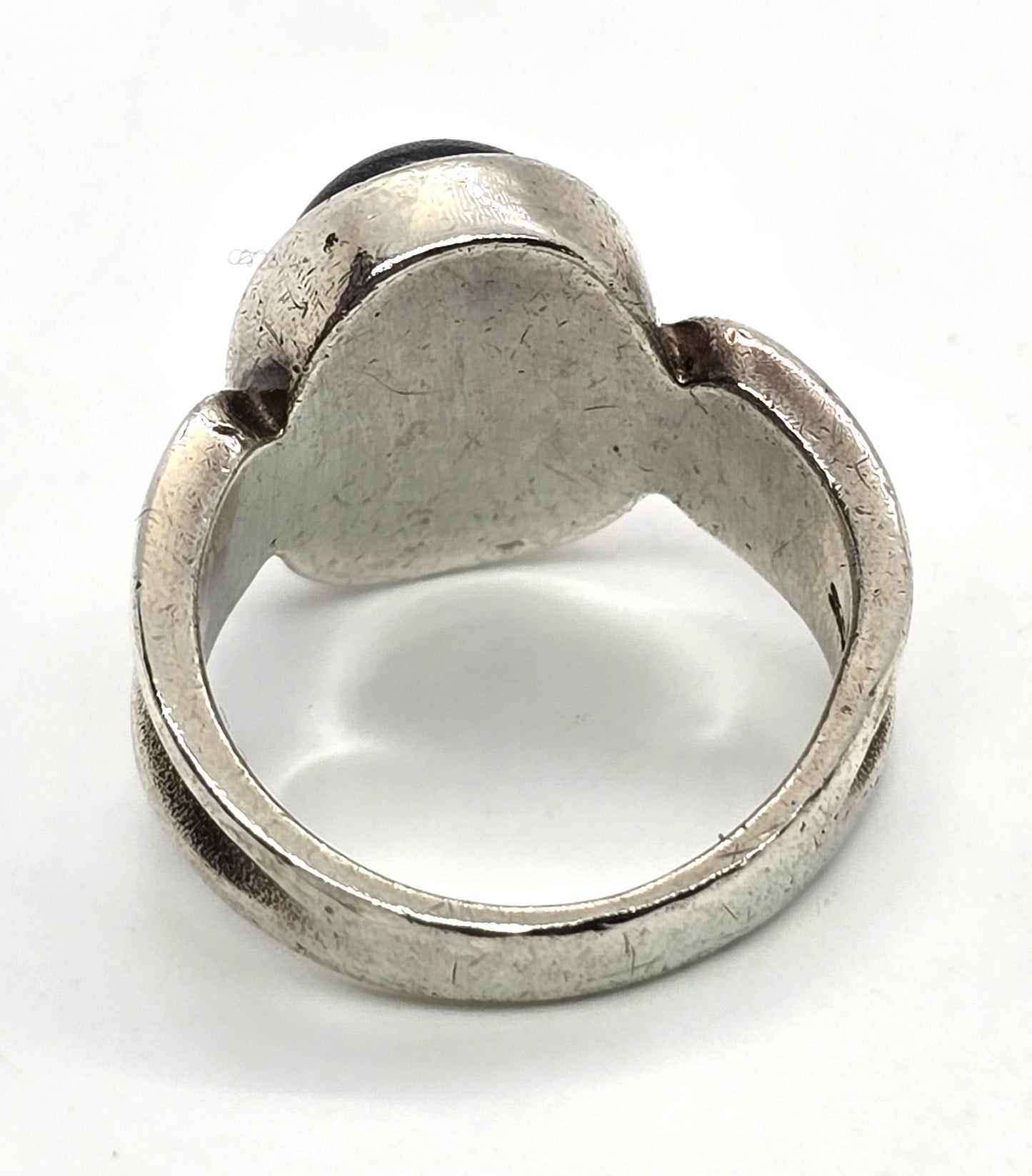 Retro Hematite vintage Modernist solid sterling silver ring size 6.5