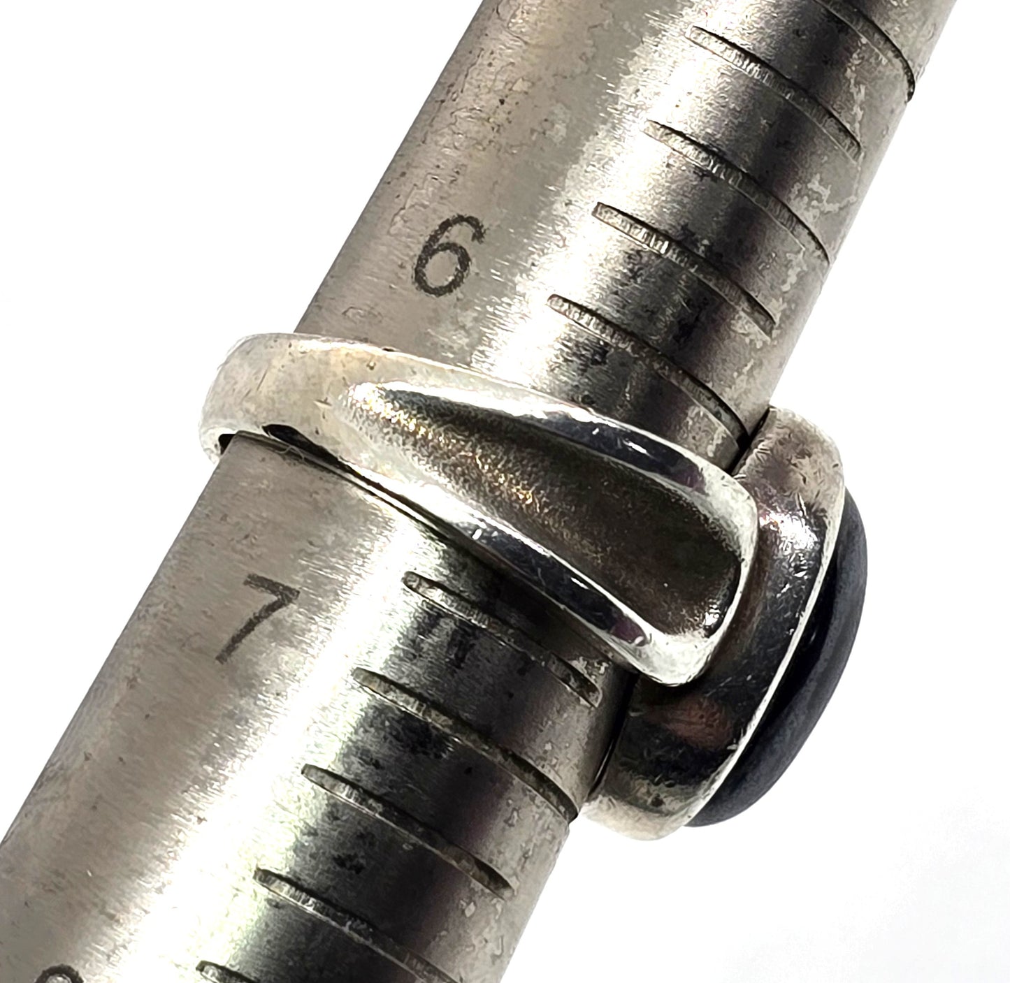 Retro Hematite vintage Modernist solid sterling silver ring size 6.5