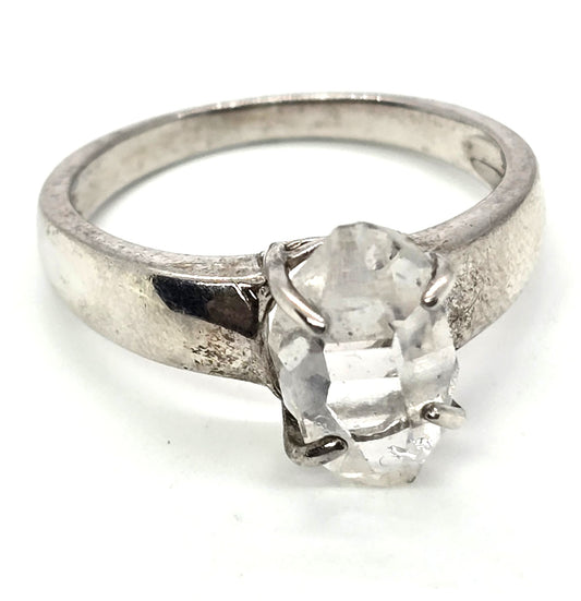 Herkimer diamond solitaire vintage solid sterling silver New York ring size 10