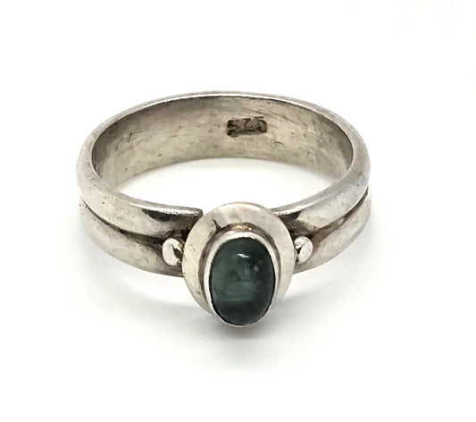 Aquamarine blue gemstone sterling silver Bali style ring size 7