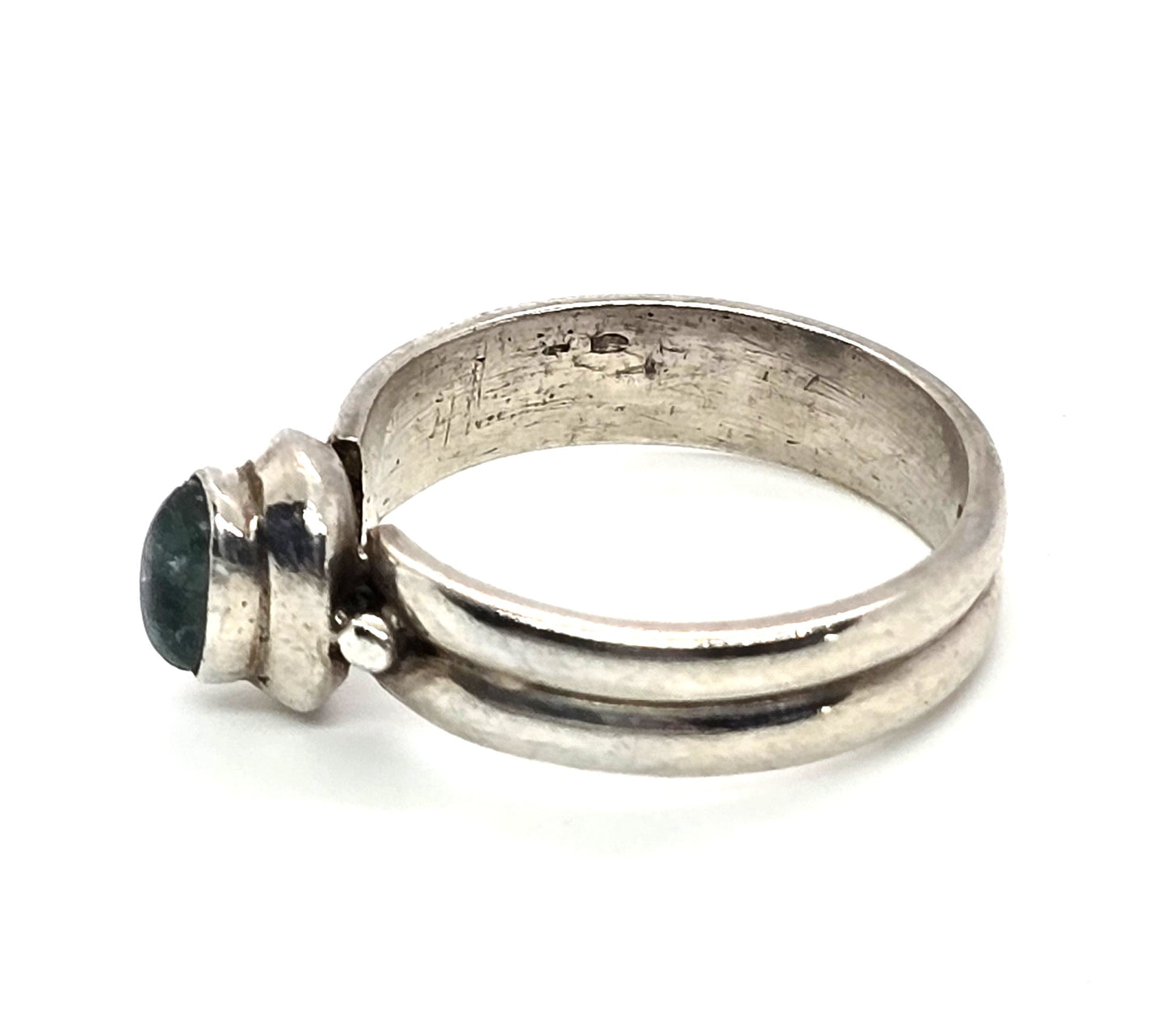 Aquamarine blue gemstone sterling silver Bali style ring size 7