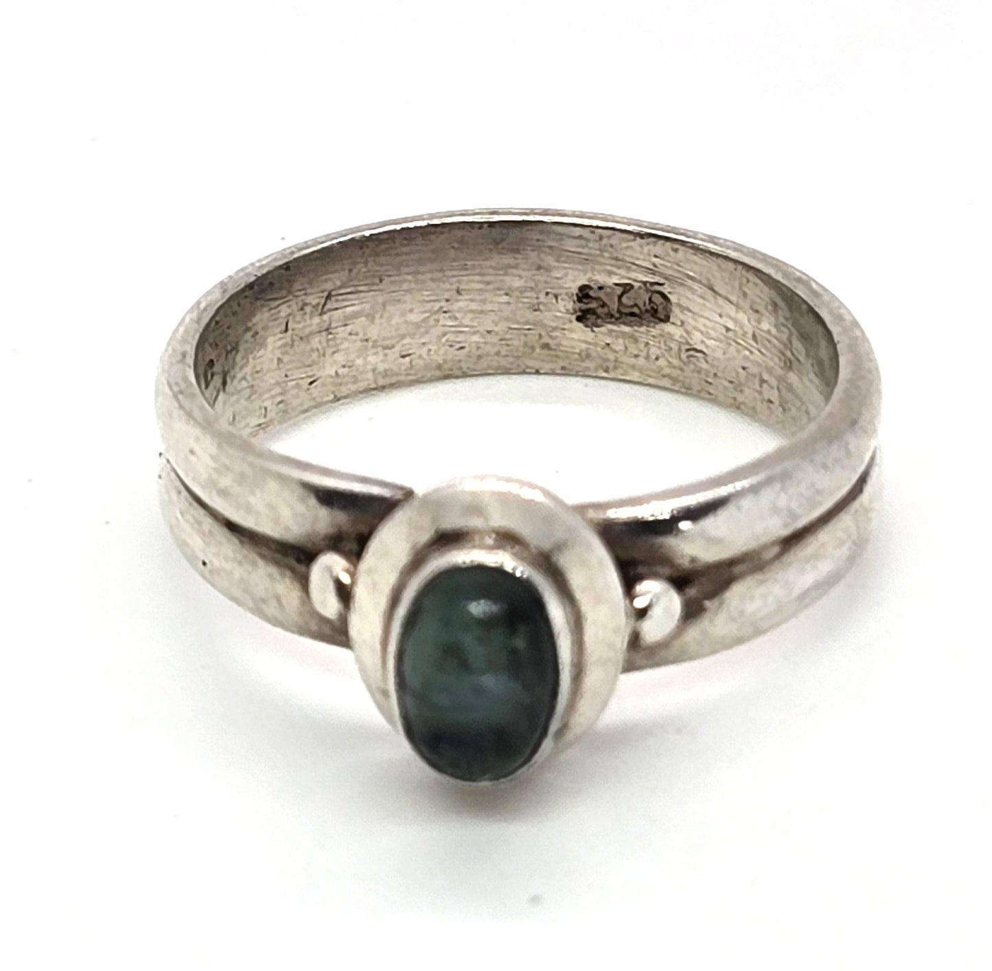 Aquamarine blue gemstone sterling silver Bali style ring size 7