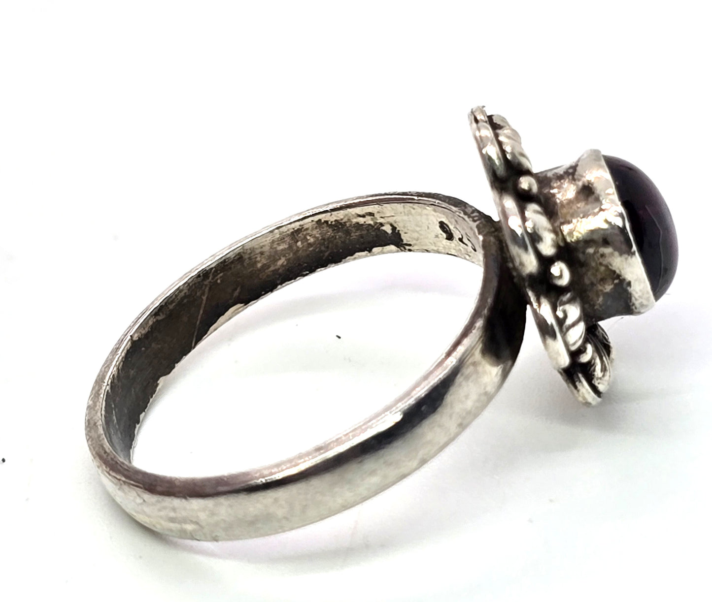 Umbalite purple garnet flower vintage sterling silver ring size 8