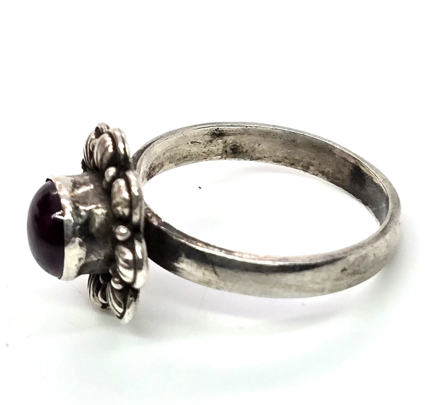 Umbalite purple garnet flower vintage sterling silver ring size 8