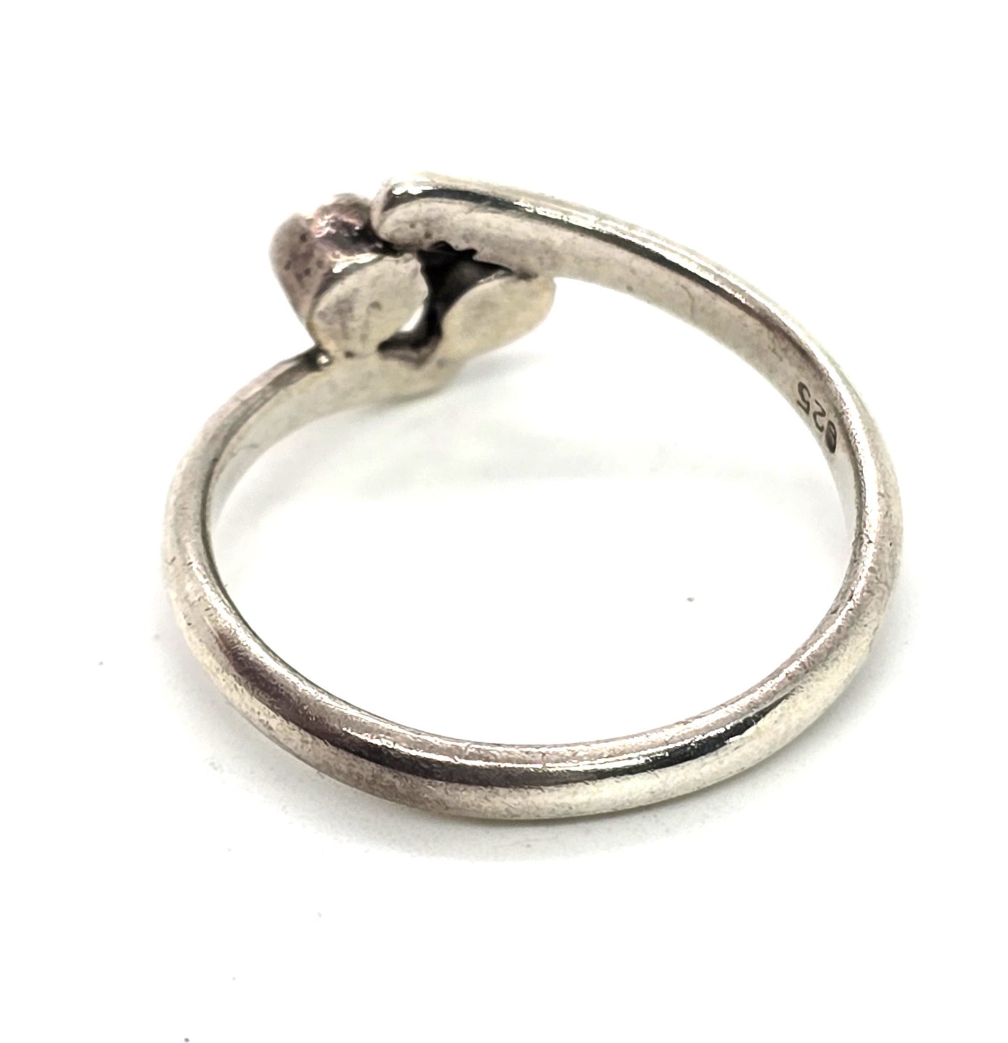 Black onyx double circle wave band retro vintage sterling silver ring size 7.5