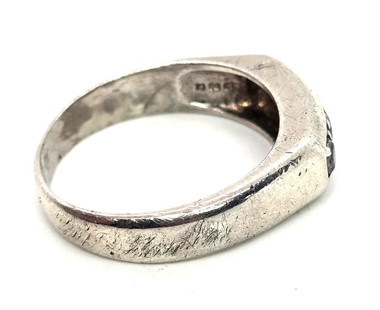 Pave Set 4 stone Cubic Zirconia sterling silver men's minimalist band size 13