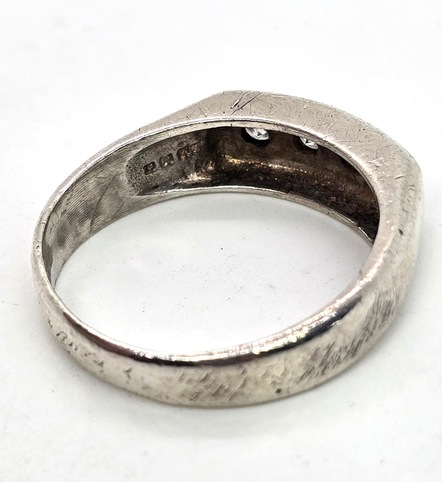 Pave Set 4 stone Cubic Zirconia sterling silver men's minimalist band size 13