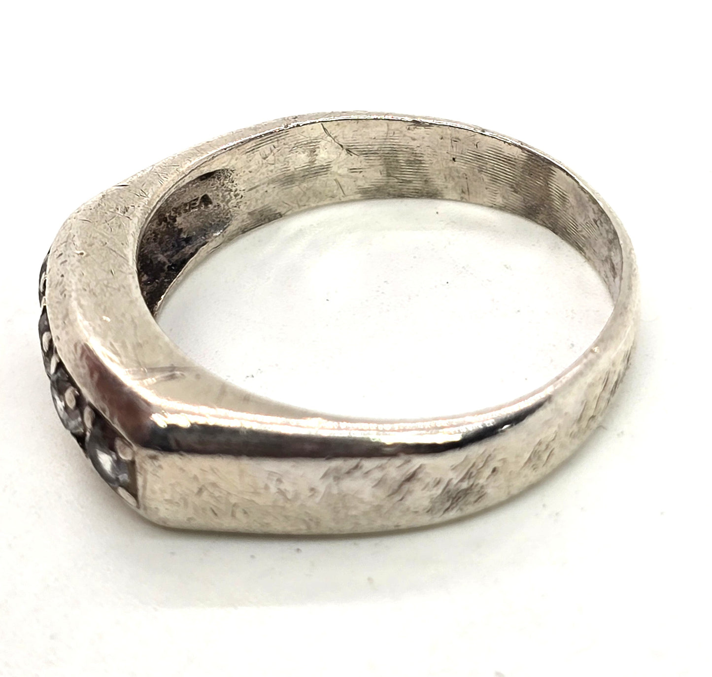 Pave Set 4 stone Cubic Zirconia sterling silver men's minimalist band size 13