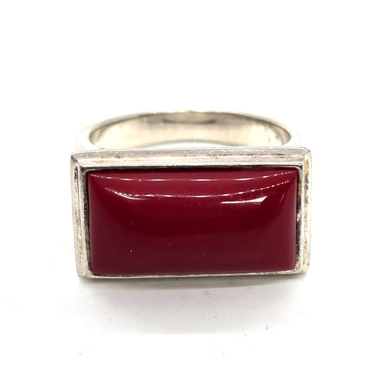 ROBERT LEE MORIS Sterling Silver RLM Vintage Red MODERNIST Ring size 10