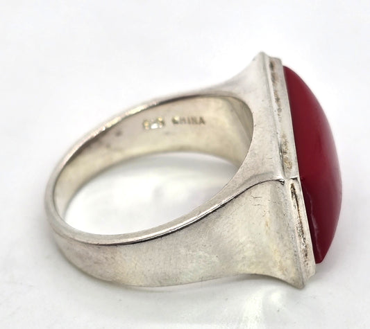 ROBERT LEE MORIS Sterling Silver RLM Vintage Red MODERNIST Ring size 10