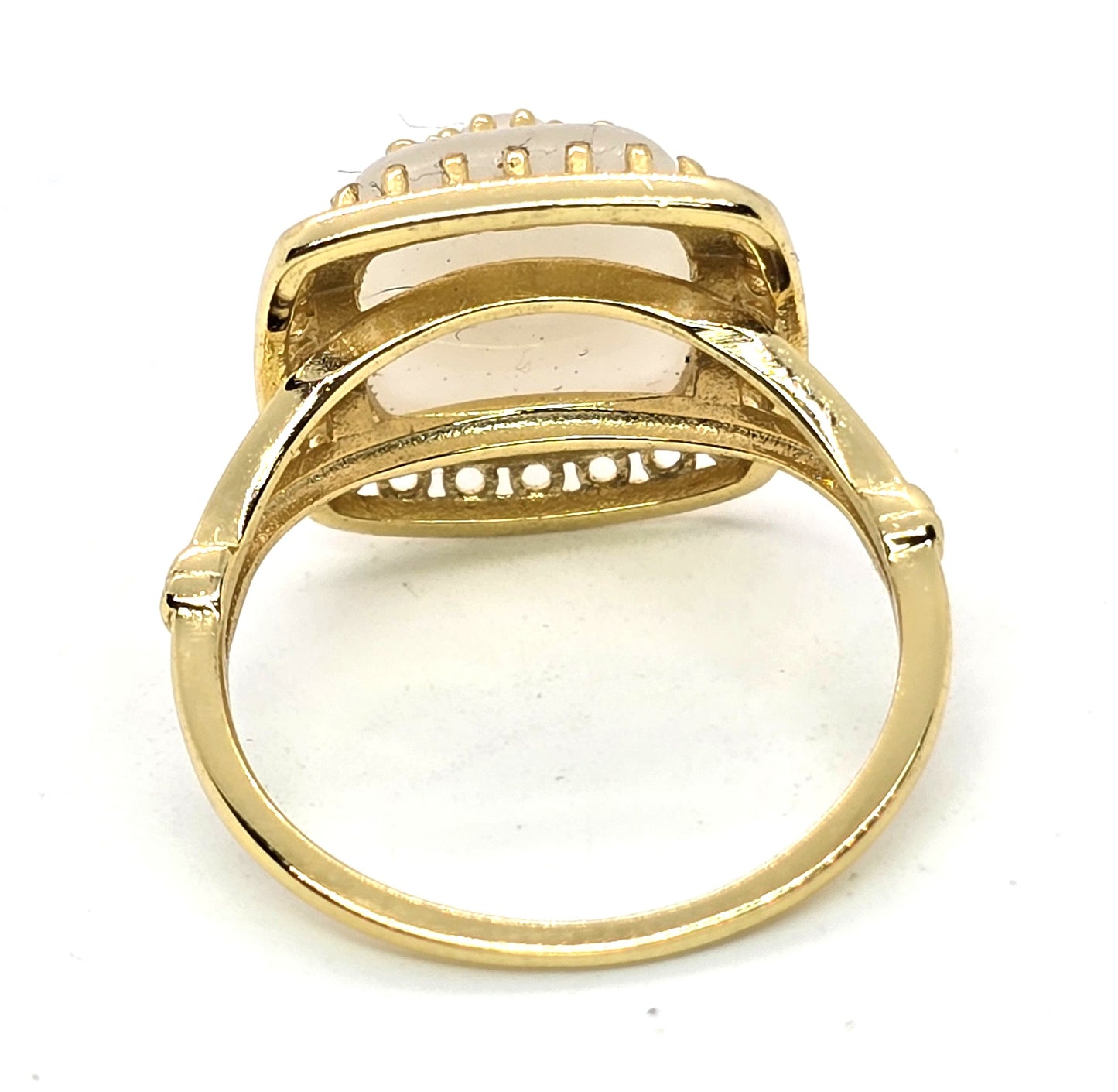 Camphor frosted glass vermeil gold over sterling silver ring size 6
