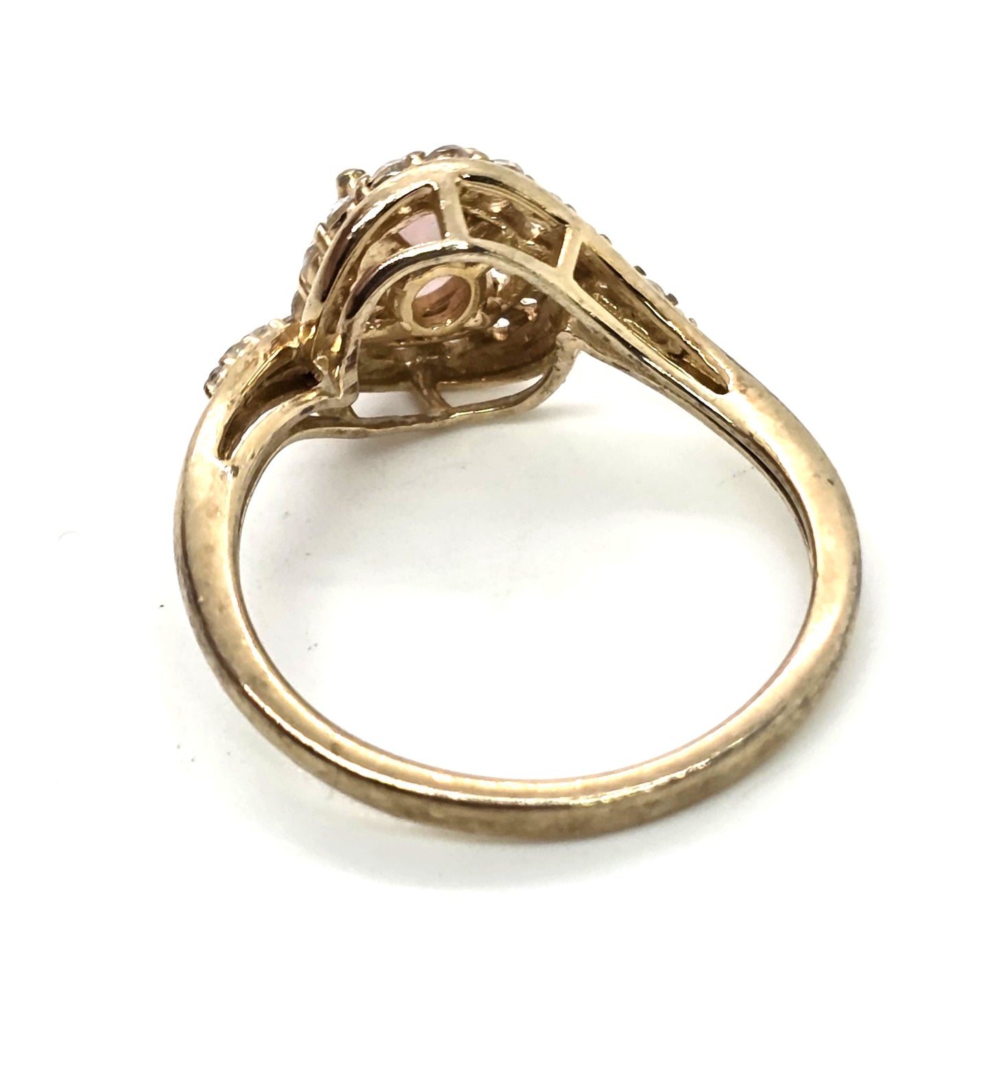 Fire opal and white topaz vermeil gold over sterling silver ring size 7
