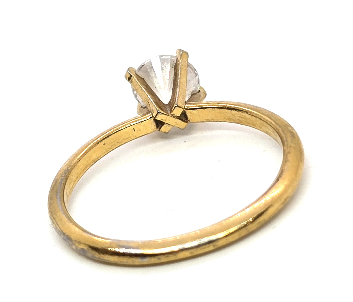 Espo 14kt yellow gold filled CZ solitaire vintage engagement sweetheart ring size 8.5