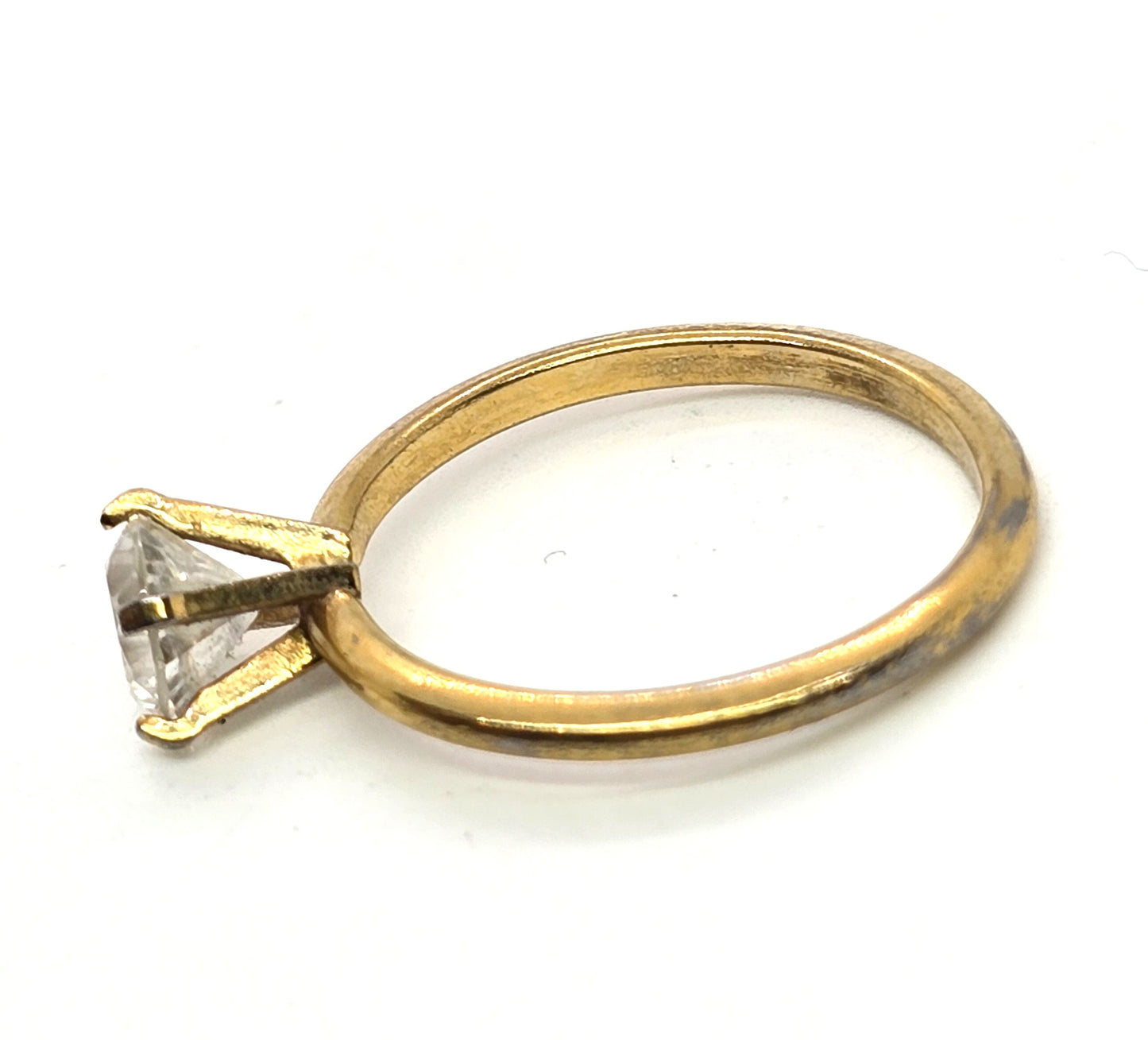 Espo 14kt yellow gold filled CZ solitaire vintage engagement sweetheart ring size 8.5