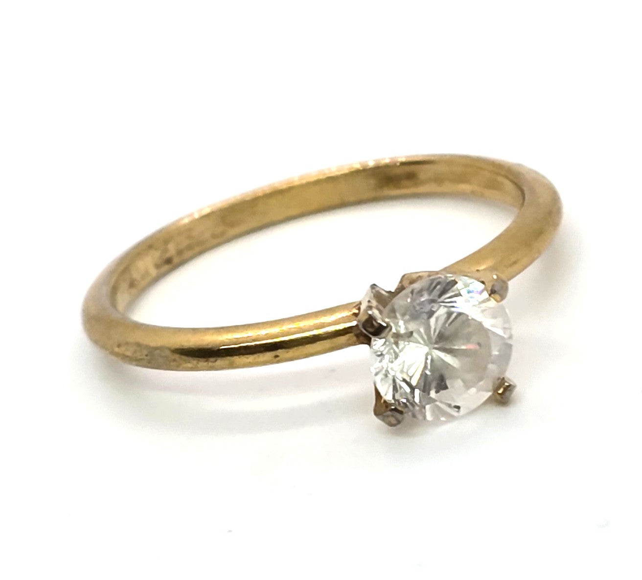 Espo 14kt yellow gold filled CZ solitaire vintage engagement sweetheart ring size 8.5