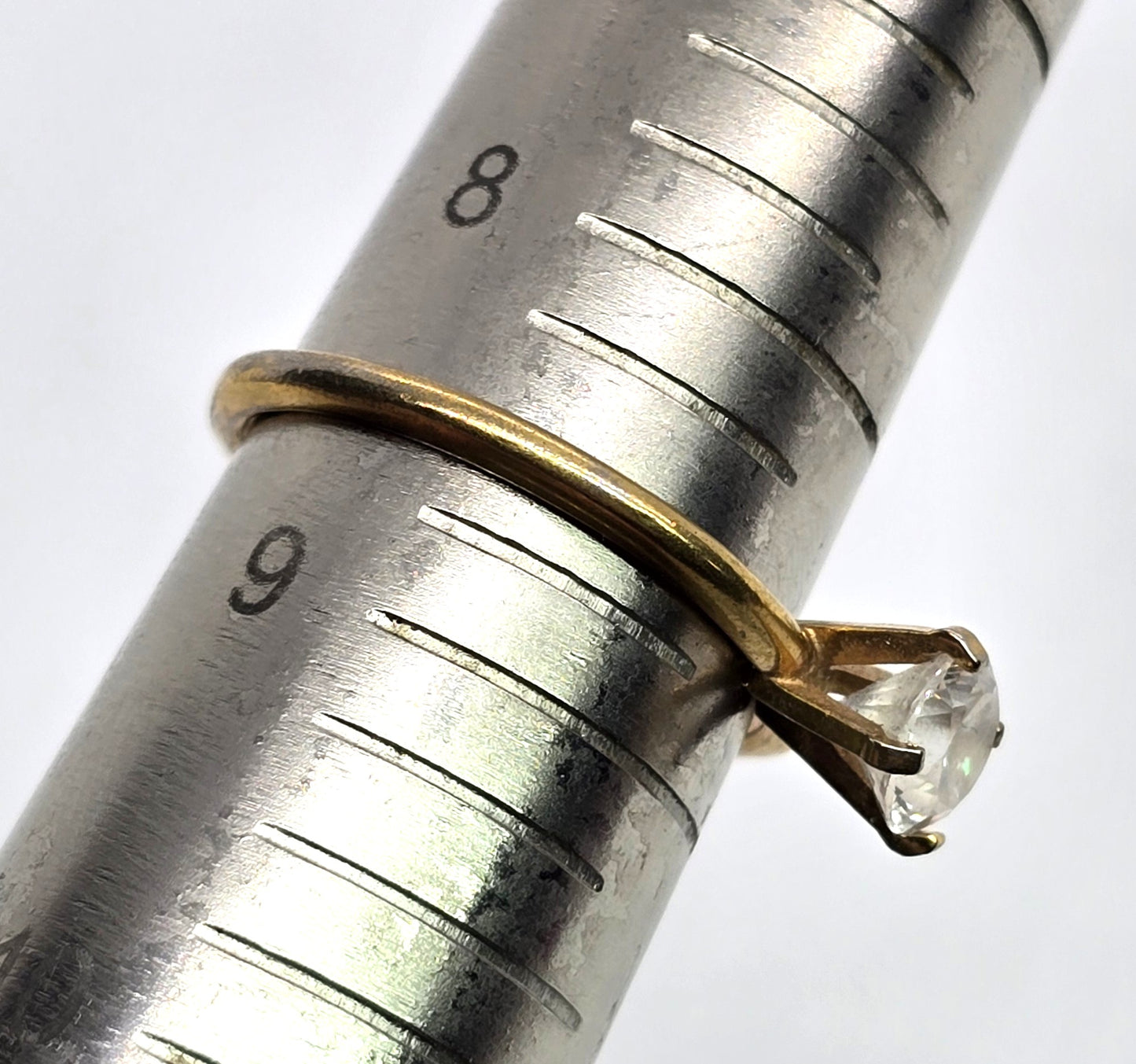 Espo 14kt yellow gold filled CZ solitaire vintage engagement sweetheart ring size 8.5