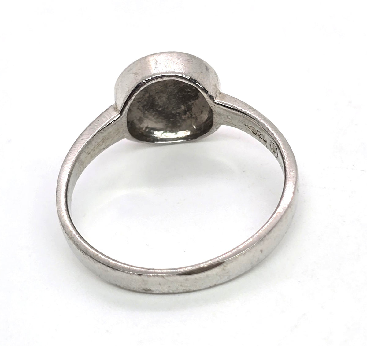 Retro lab blue fire opal modernist sterling silver vintage ring size 9