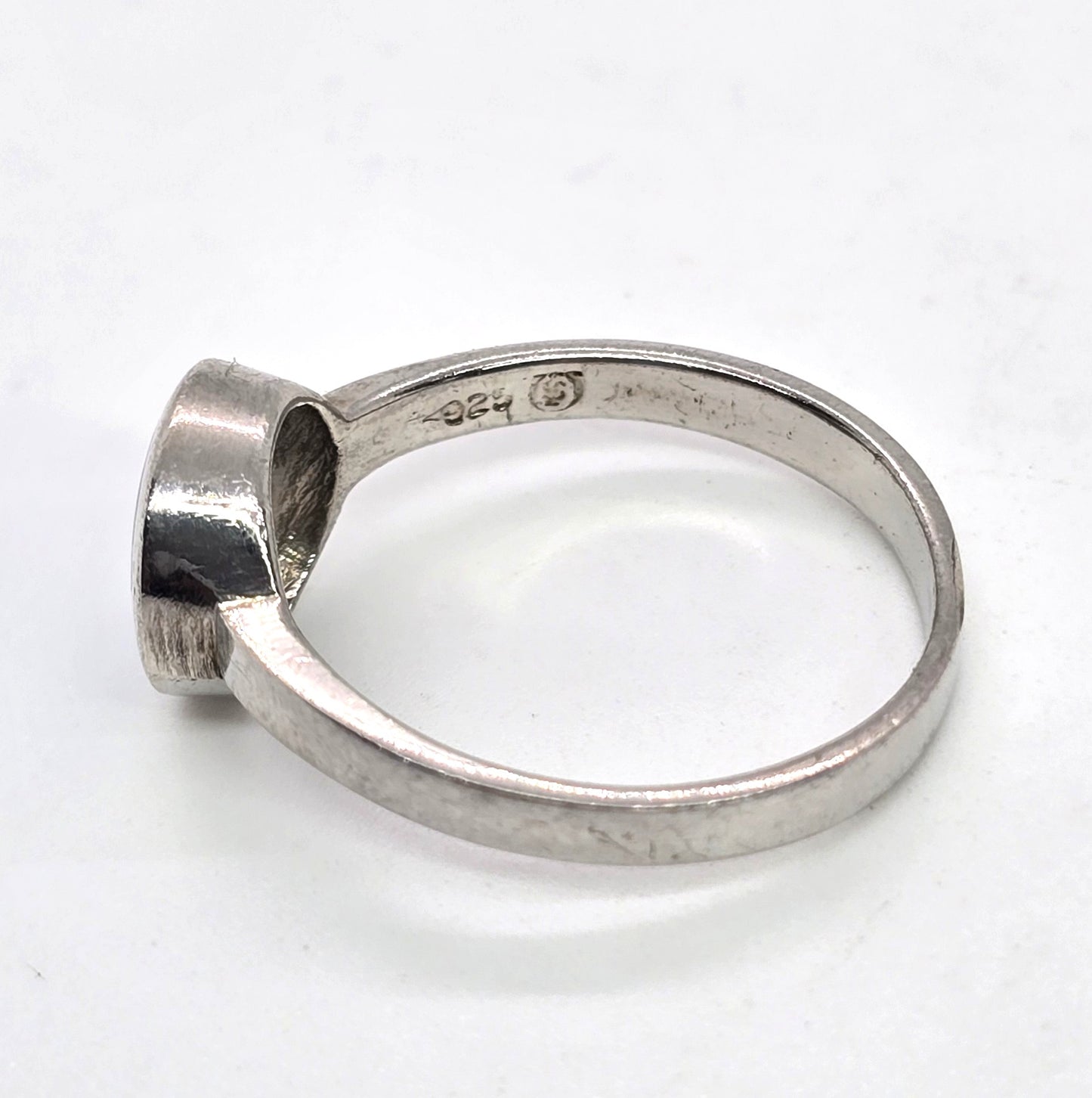 Retro lab blue fire opal modernist sterling silver vintage ring size 9