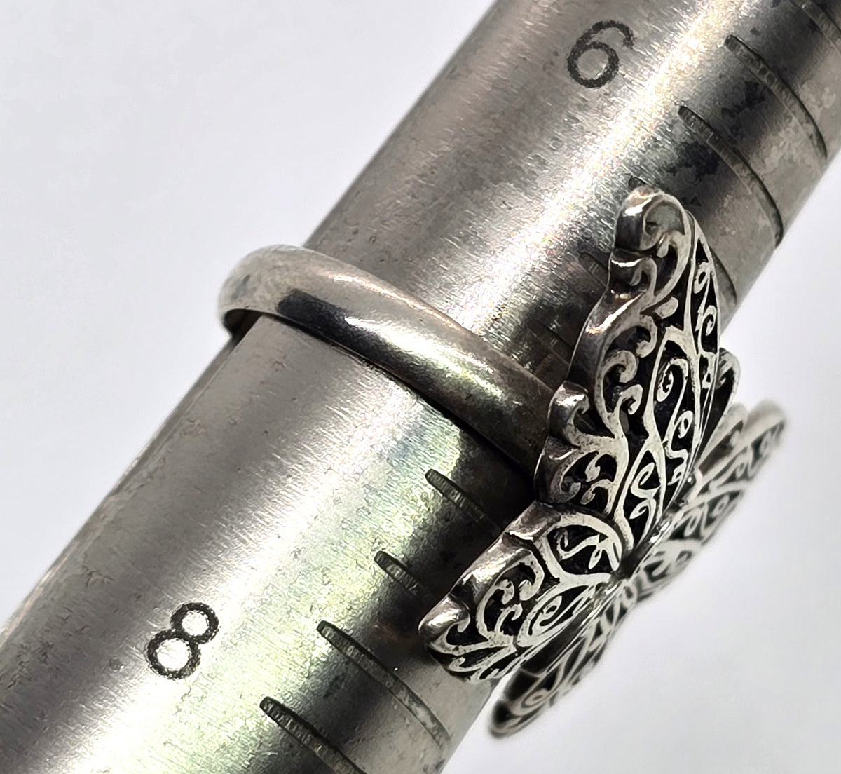 Butterfly filigree large boho sterling silver vintage ring size 7