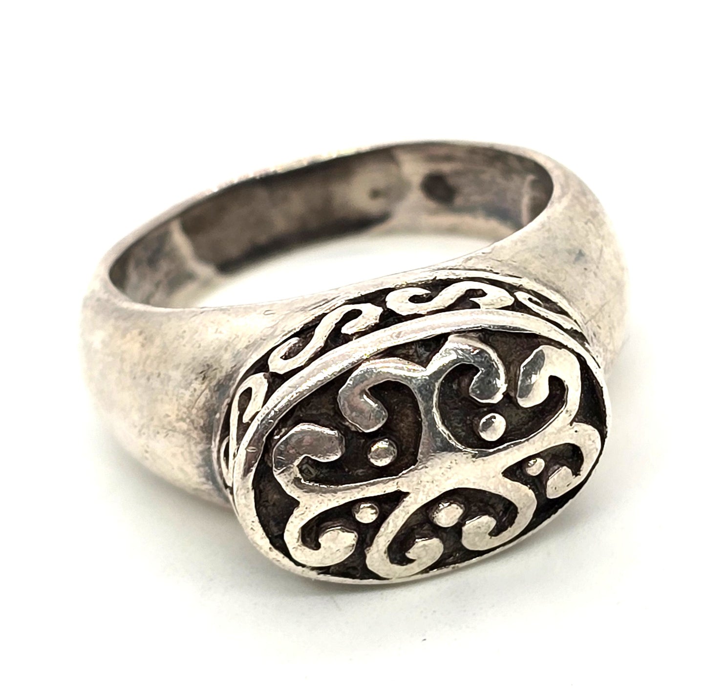 Large heavy scroll sterling silver thick solid sterling silver ring size 10