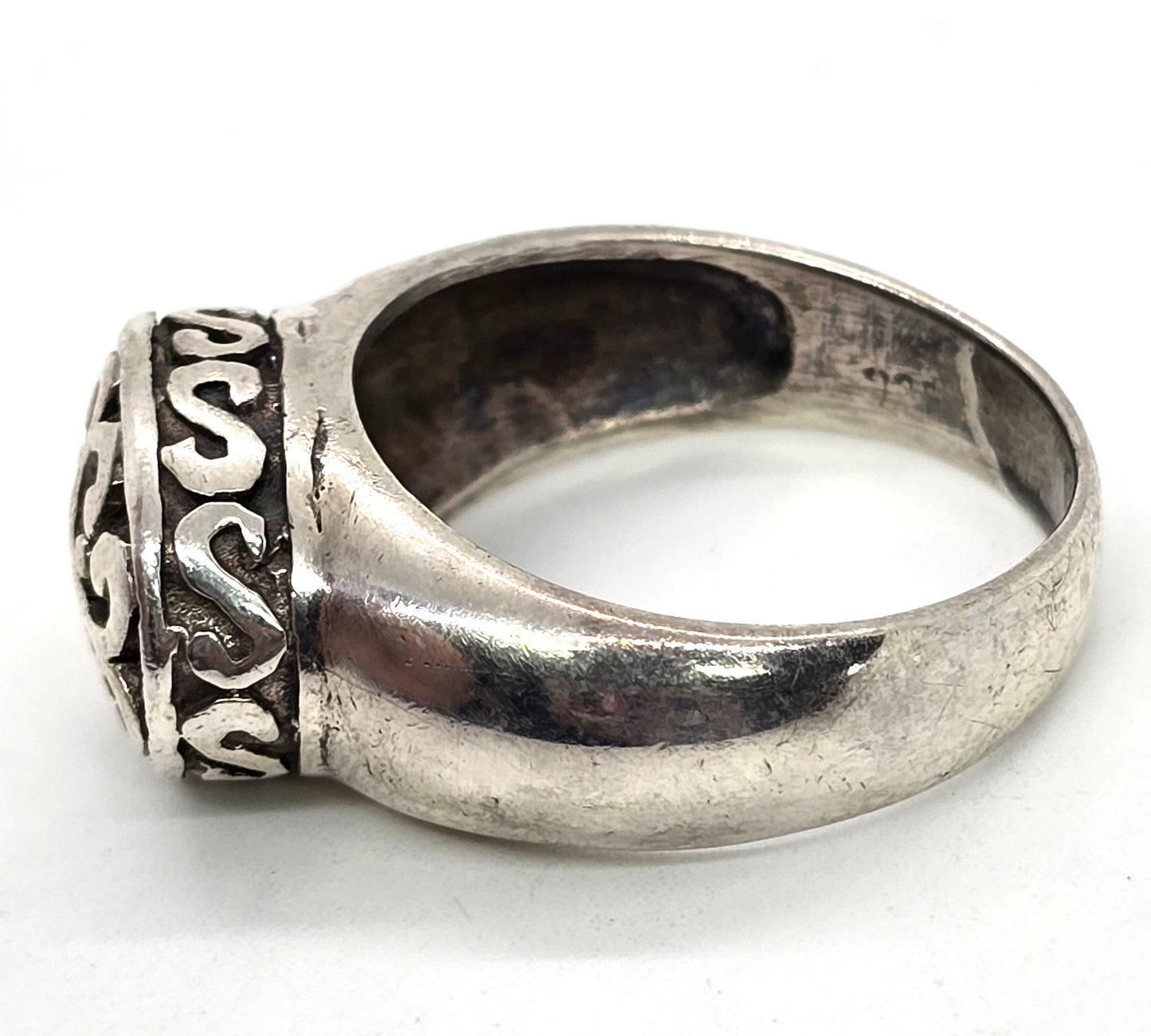 Large heavy scroll sterling silver thick solid sterling silver ring size 10
