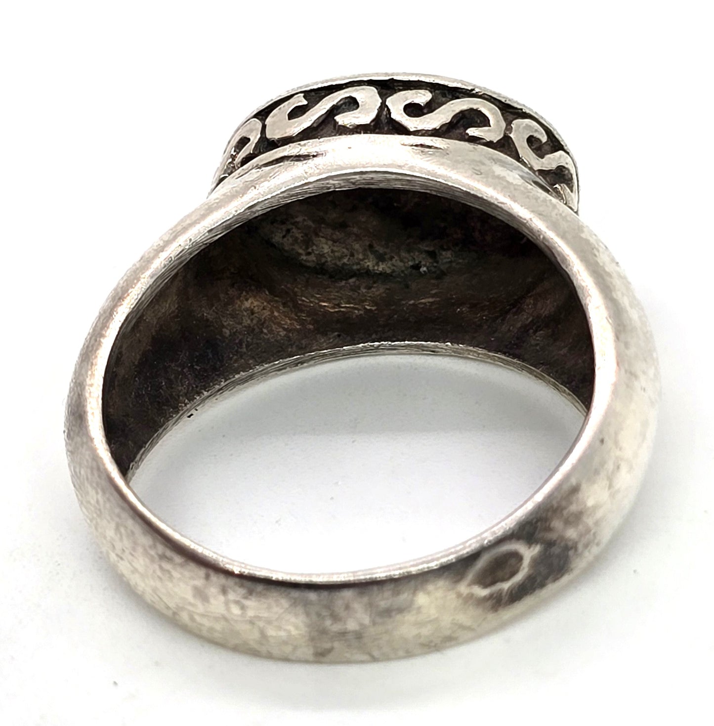 Large heavy scroll sterling silver thick solid sterling silver ring size 10