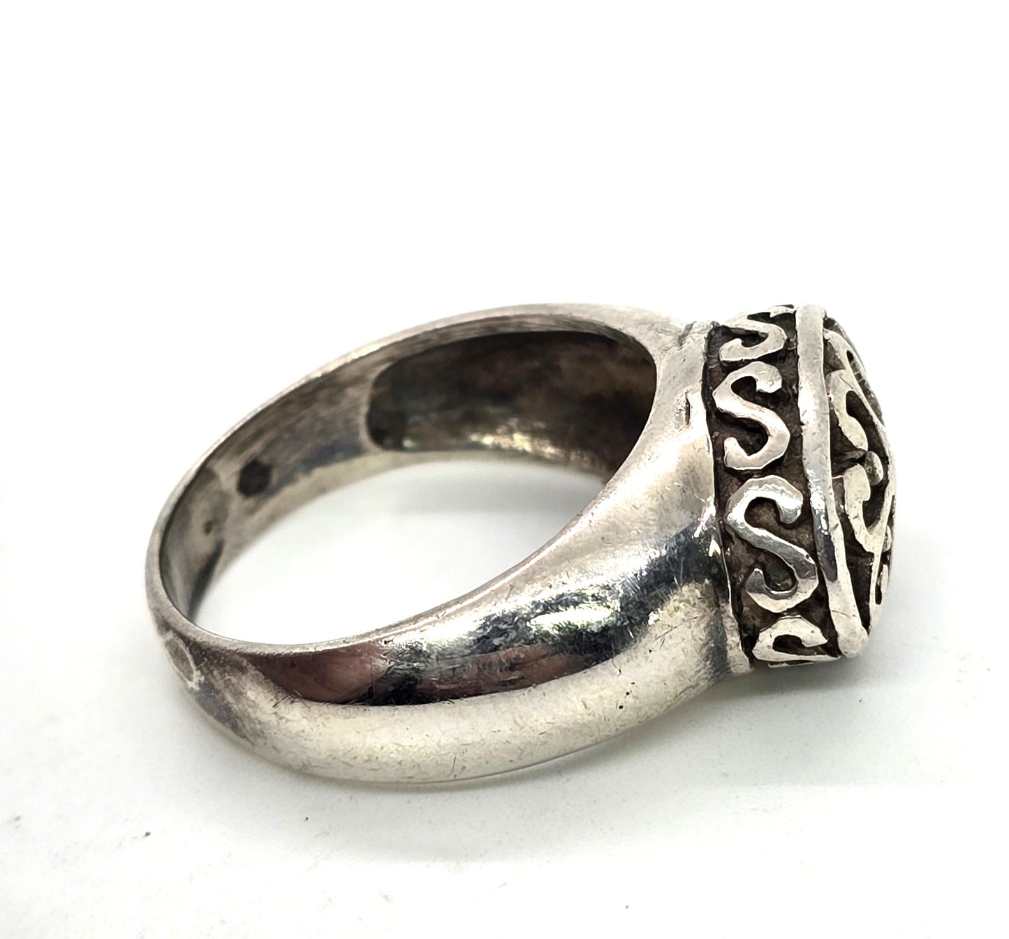 Large heavy scroll sterling silver thick solid sterling silver ring size 10