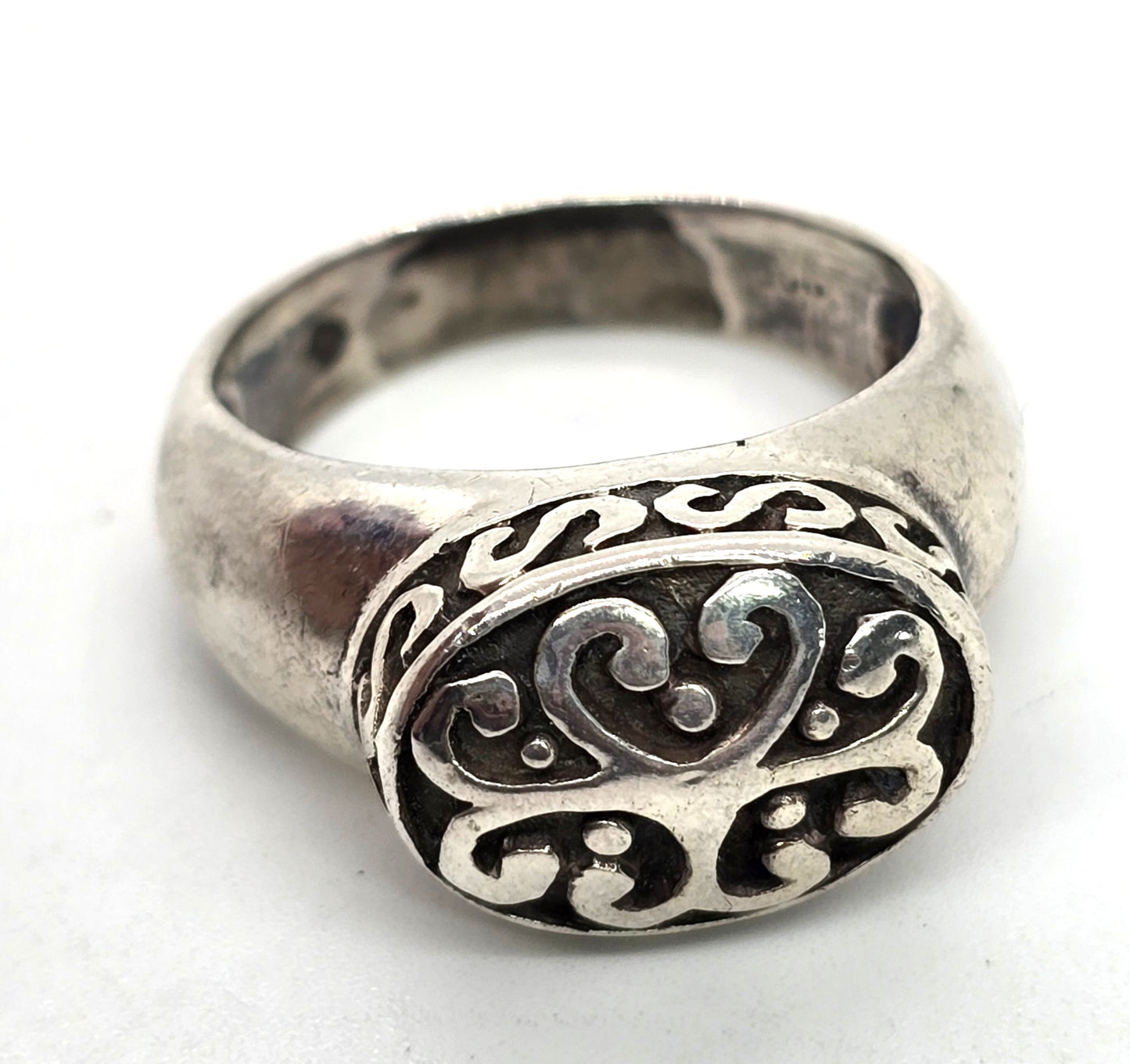 Large heavy scroll sterling silver thick solid sterling silver ring size 10