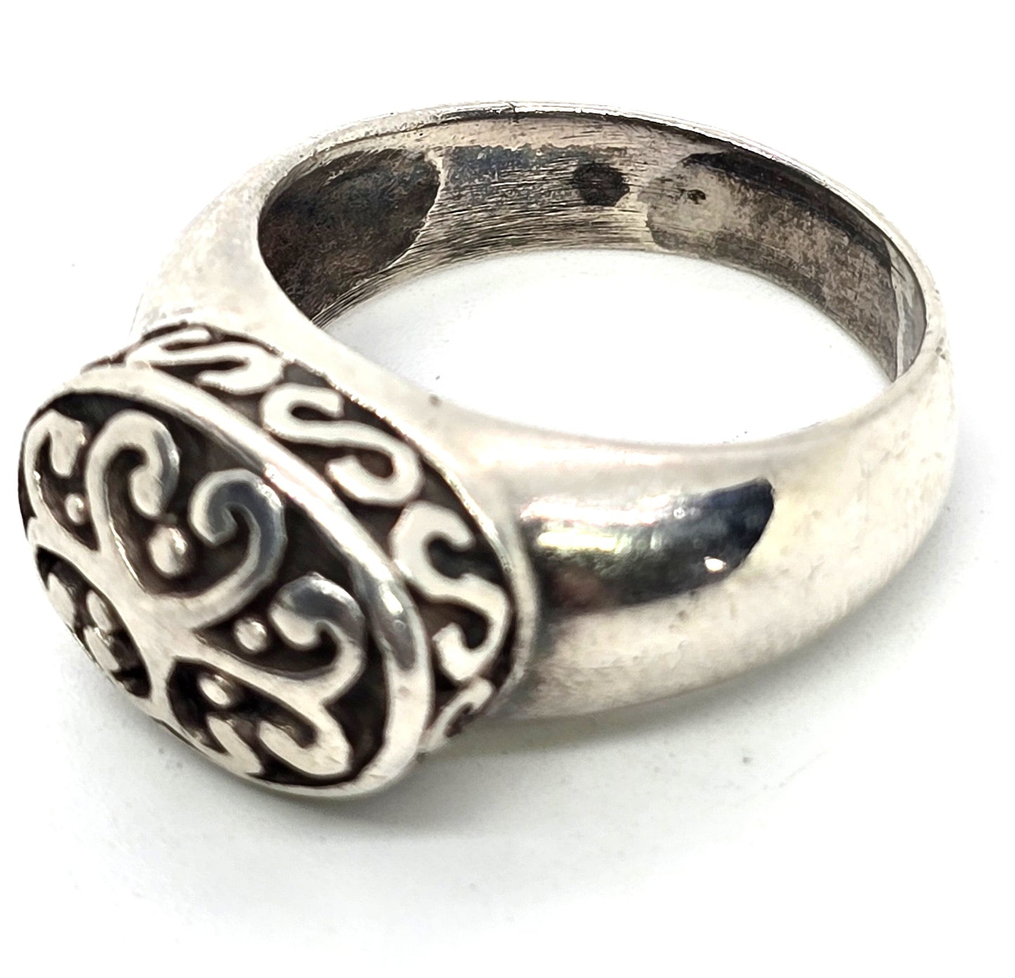 Large heavy scroll sterling silver thick solid sterling silver ring size 10