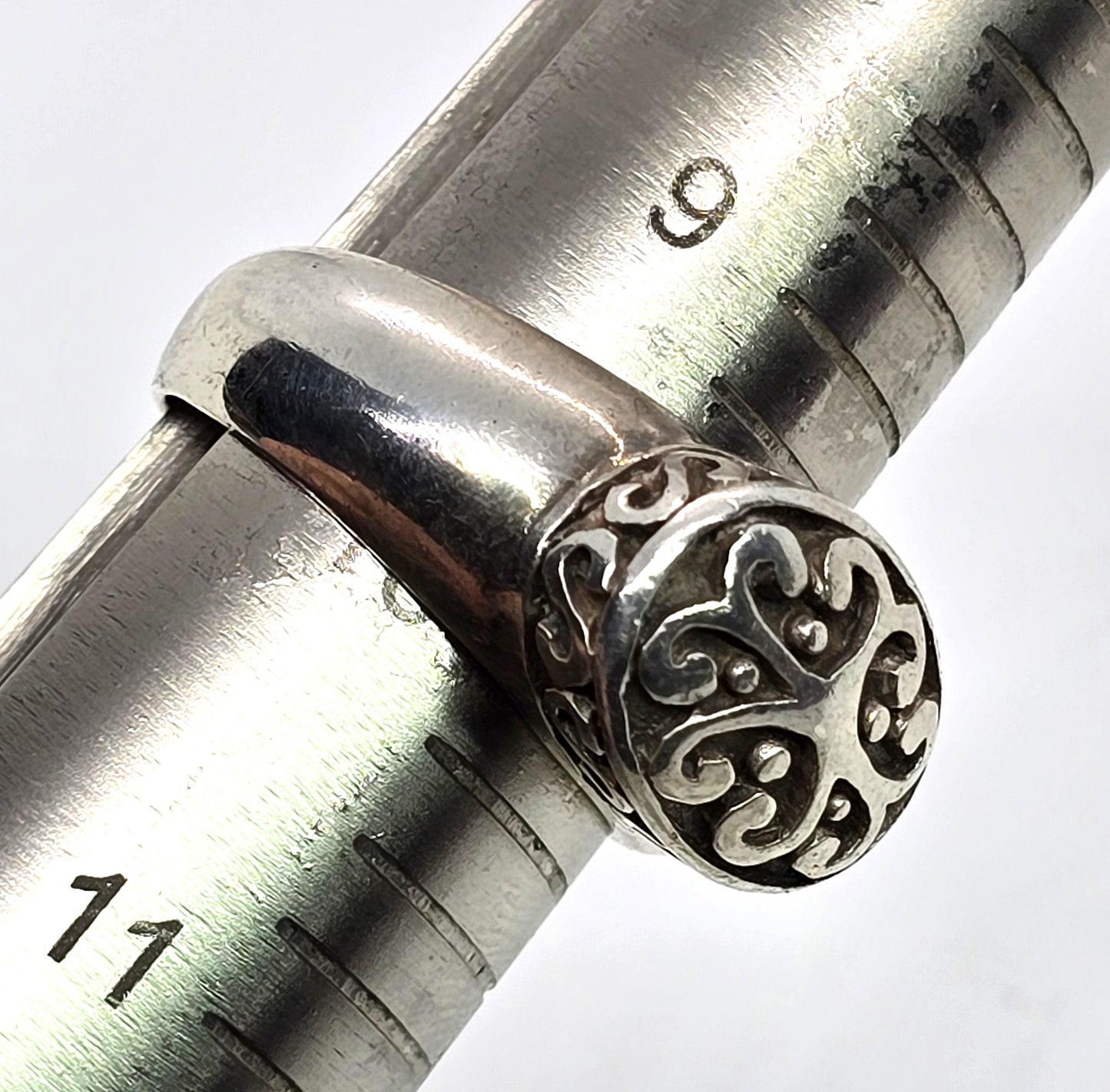 Large heavy scroll sterling silver thick solid sterling silver ring size 10