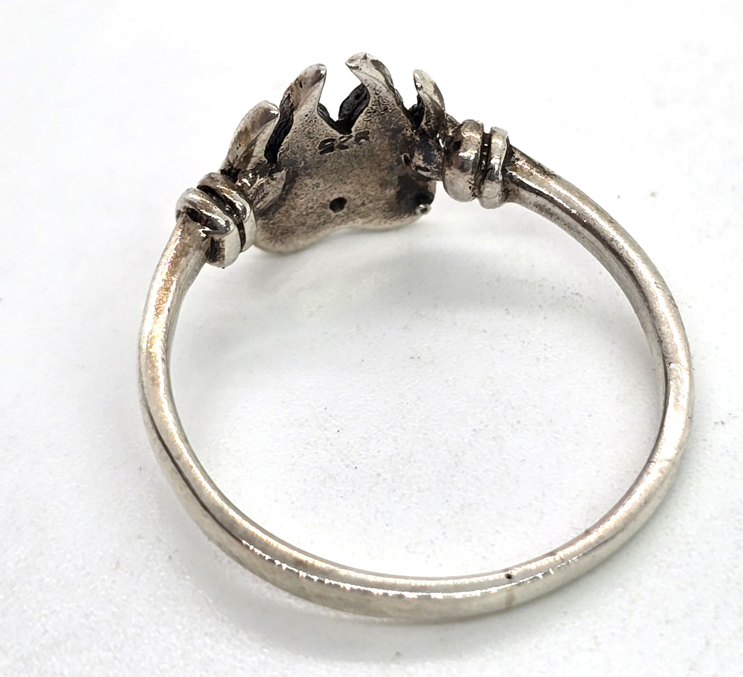 Celtic knot Bear Paw  tribal cut out filigree sterling silver ring size 7.5