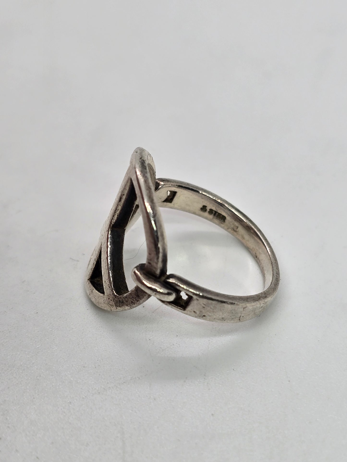 Peace sign retro hippy vintage sterling silver ring size 7