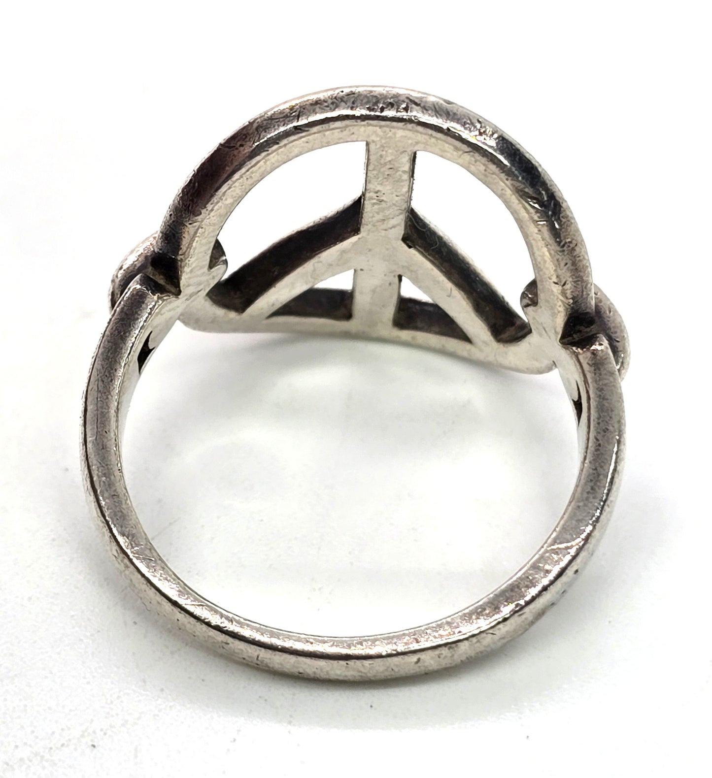 Peace sign retro hippy vintage sterling silver ring size 7