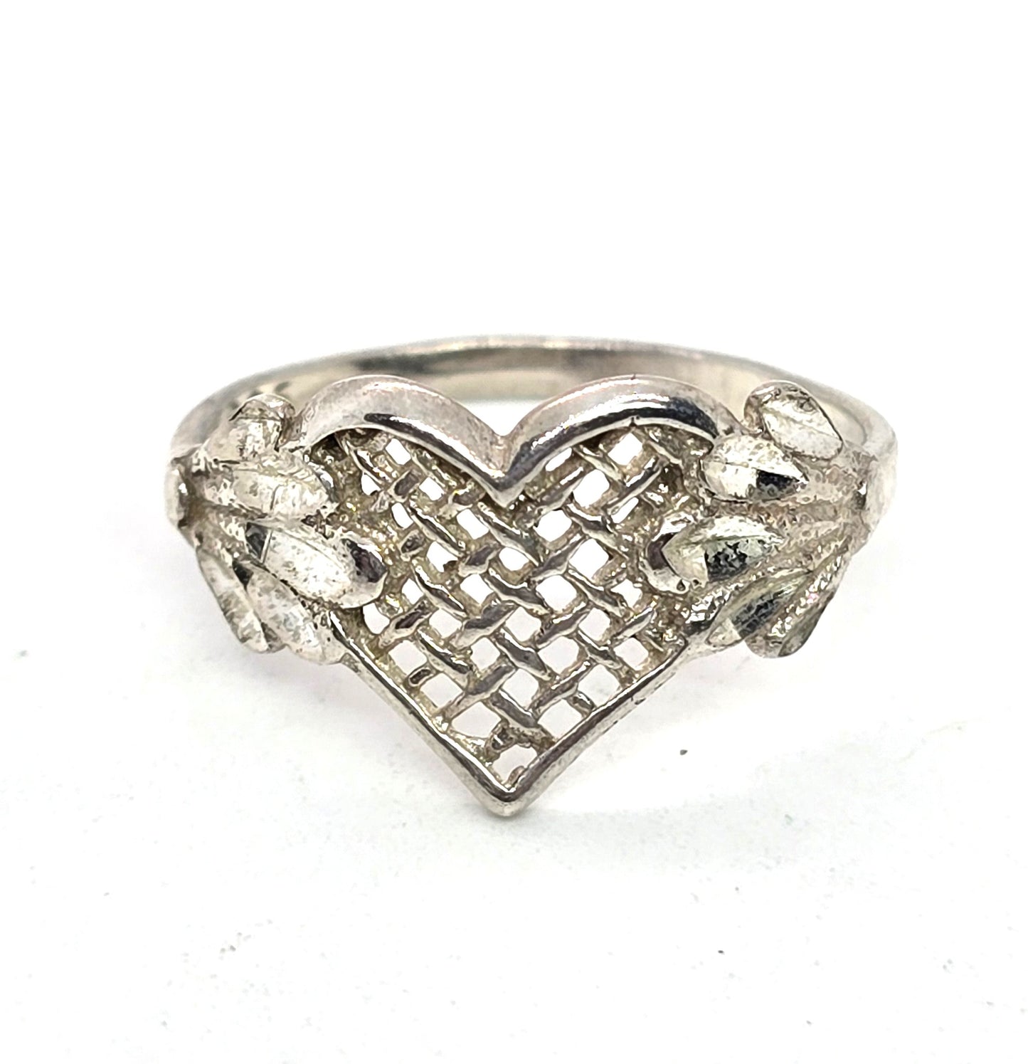 Flying winged heart retro hippy vintage sterling silver ring size 7