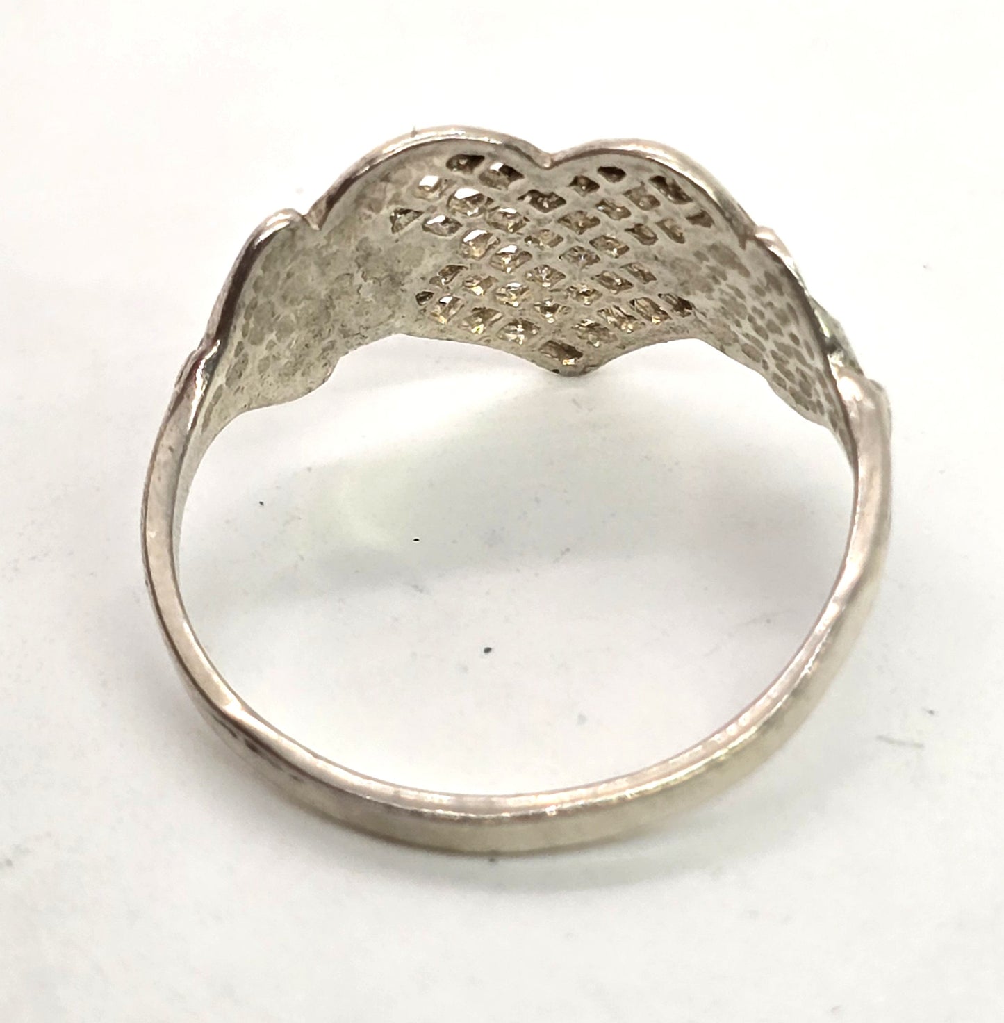 Flying winged heart retro hippy vintage sterling silver ring size 7