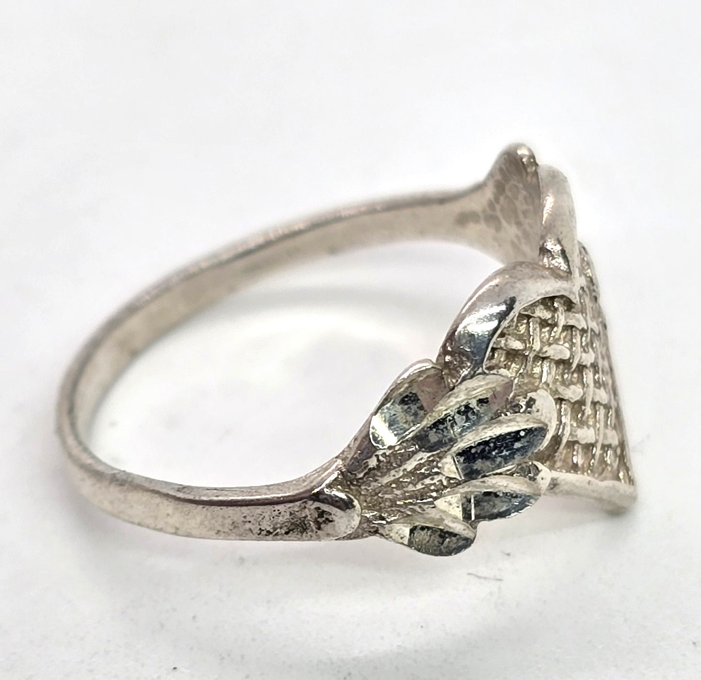Flying winged heart retro hippy vintage sterling silver ring size 7