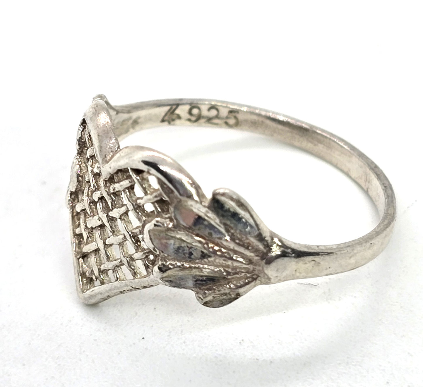 Flying winged heart retro hippy vintage sterling silver ring size 7