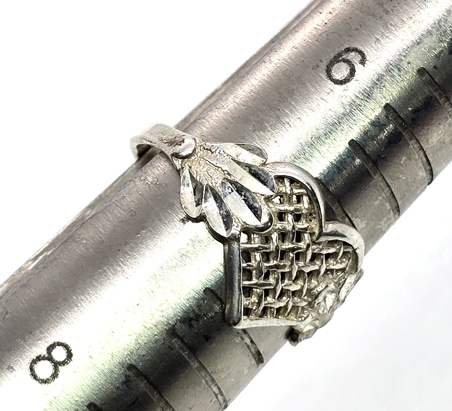 Flying winged heart retro hippy vintage sterling silver ring size 7