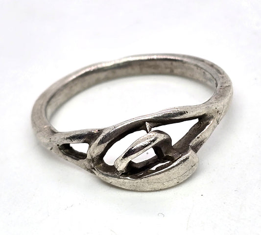 Egyptian Revival Eye of Horus vintage retro sterling silver ring size 8