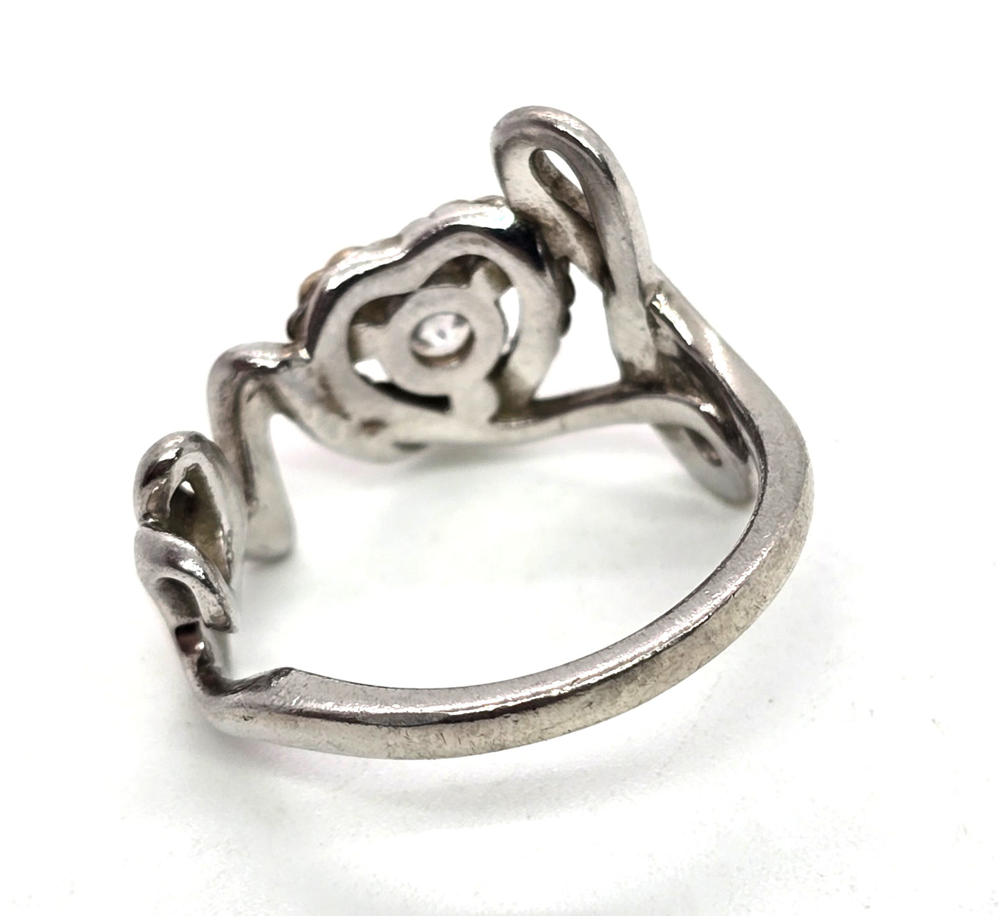 Love 14k yellow gold heart Sterling silver CZ engagement sweetheart ring size 7