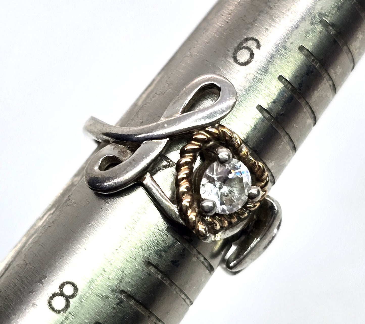Love 14k yellow gold heart Sterling silver CZ engagement sweetheart ring size 7