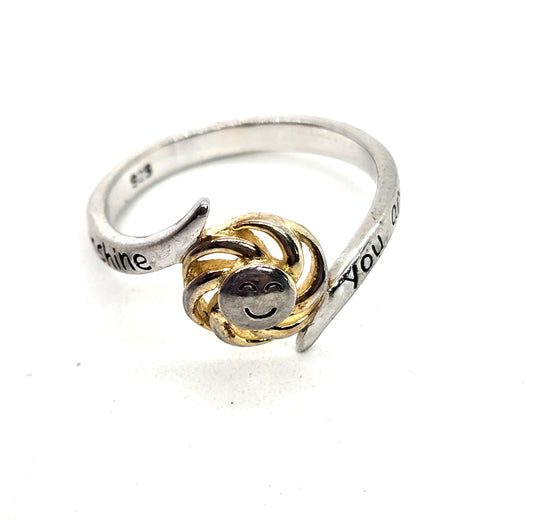 You are my Sunshine My only sunshine sterling silver sweetheart ring size 6