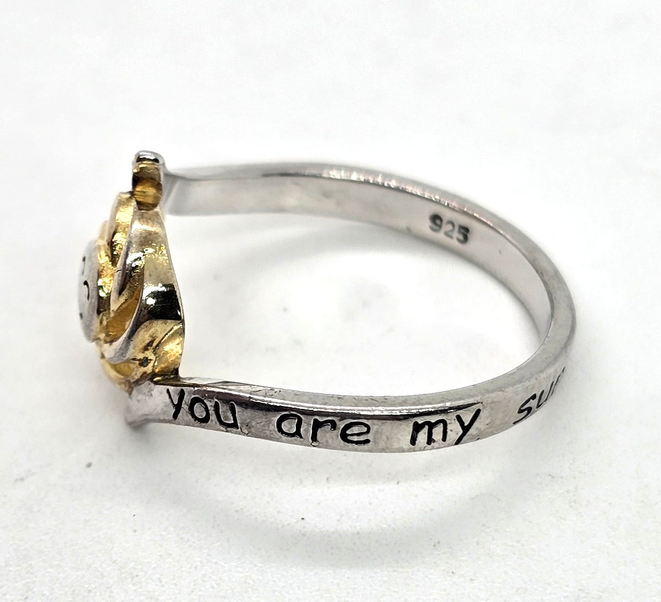 You are my Sunshine My only sunshine sterling silver sweetheart ring size 6