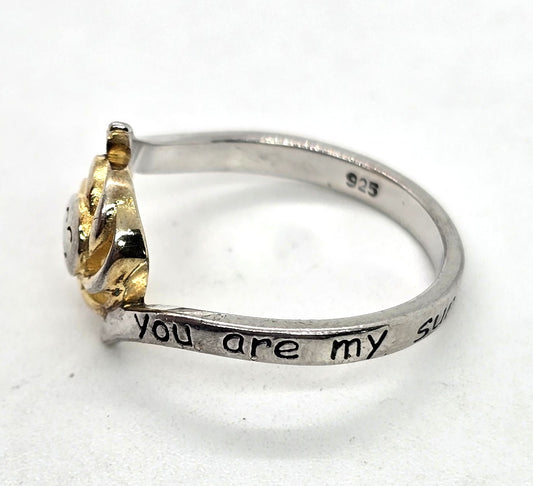 You are my Sunshine My only sunshine sterling silver sweetheart ring size 6
