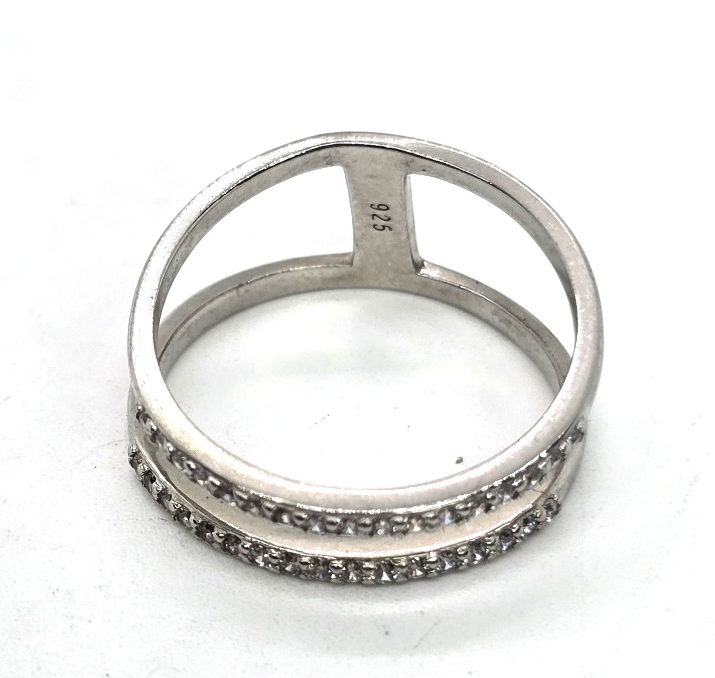 Double band Cubic Zirconia sterling silver enhancer band size 7.5