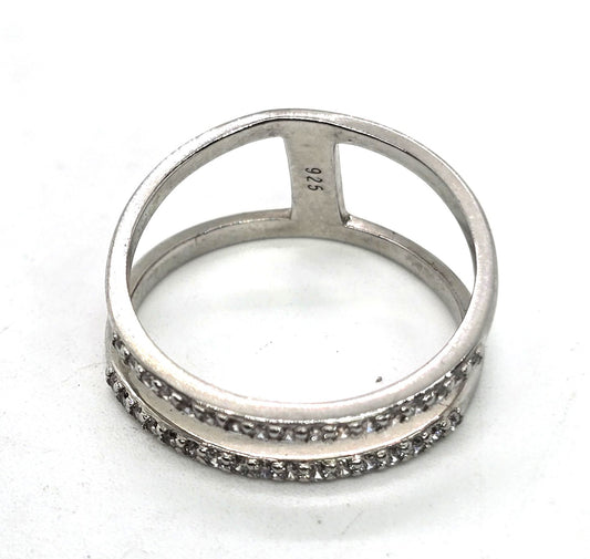 Double band Cubic Zirconia sterling silver enhancer band size 7.5