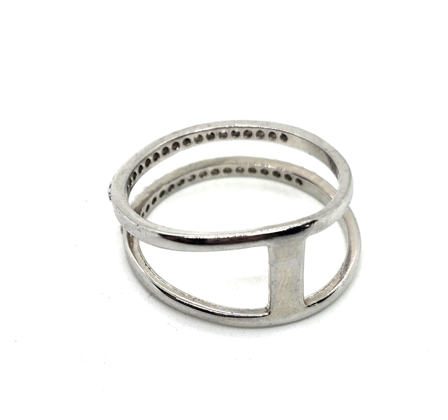 Double band Cubic Zirconia sterling silver enhancer band size 7.5