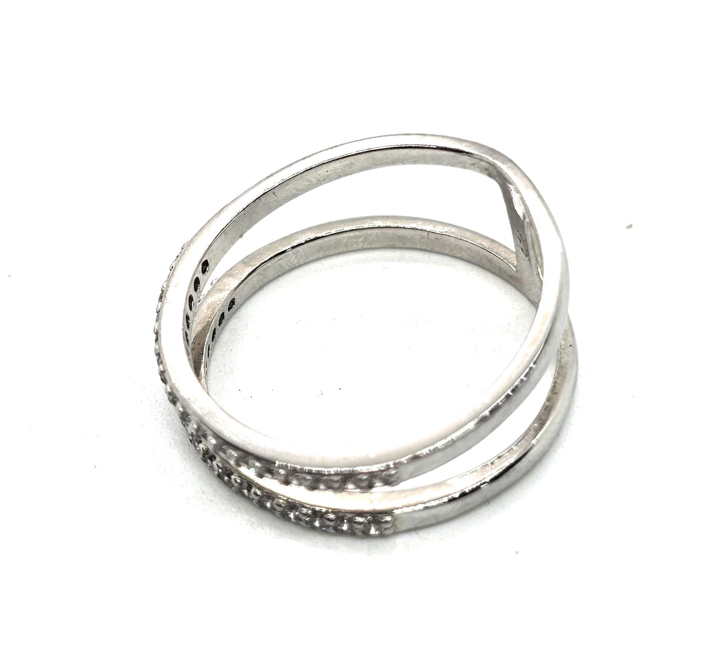 Double band Cubic Zirconia sterling silver enhancer band size 7.5